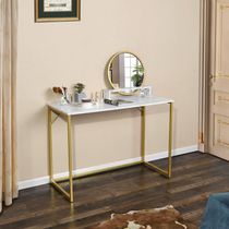 Homycasa Jay 41.3-in White and Gold Marble Makeup Vanity