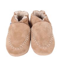 Robeez - Toddler - Soft Sole Classic Leather Boots with Suede Sole - Cozy Moccasin - Taupe - 12-18 months