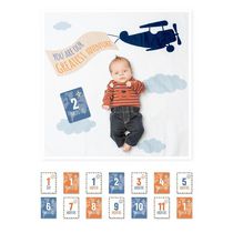 Lulujo - 1ère année de bébé - jalon mensuel photographie fond Prop, couverture et jeu de cartes - plus grande aventure