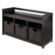 Addison 4pc Storage bench with baskets in Espresso/Chocolate