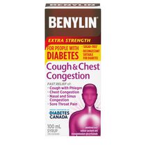 BENYLIN® Extra Strength Cough & Chest Congestion Syrup, Suitable for People with Diabetes, Sucrose Free, Relieves Cough & Nasal Congestion, 100mL