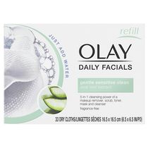 Lingettes nettoyantes Olay Daily Facials pour peau sensible avec extrait d’aloès, démaquillant