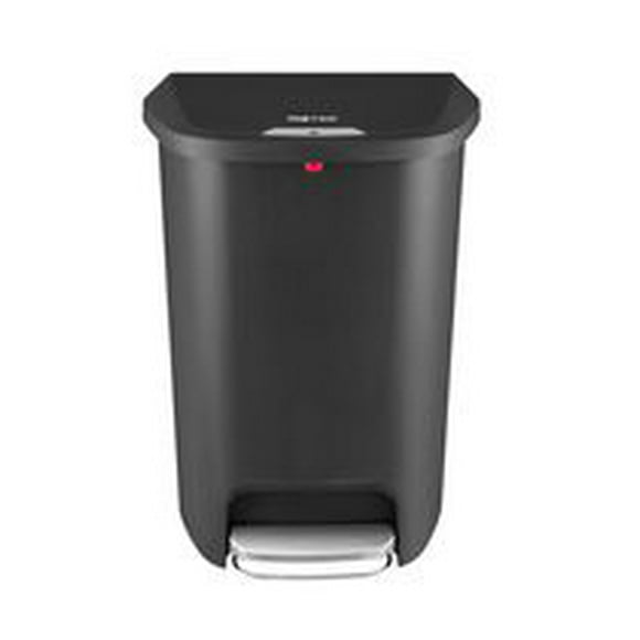 The Step N' Sort Tall 50L Plastic Trash Can with Steel Pedal and Secure Slide Lock