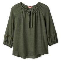 Iyla Women's 3/4 Sleeve Lace Trim Blouse