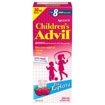 Children's Advil Fever and Pain Relief Ibuprofen Oral Suspension, Dye Free, Blue Raspberry, 260 mL