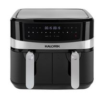 Kalorik 9.5L (10 Quart) Dual Basket Digital Air Fryer with Bonus Tongs & Silicone Pad FT 51924 BK