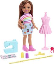 Barbie Chelsea Can Be Playset with Brunette Chelsea Fashion Designer Doll (6 inches), Mannequin, Sewing Machine, Tape Measure, Scissors, Fabric, Great Gift for Ages 3 Years Old & Up​