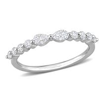 Miabella 2/5 Carat T.G.W. Created Moissanite Sterling Silver Semi-Eternity Ring