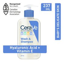 CeraVe Baby Wash & Shampoo Gentle Tear-Free Formula Fragrance Free, Paraben Free & Sulfate Free, 237 Milliliters