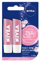 Nivea Pearly Shine 24H Moisture Lip Balm Sticks, Duo Pack