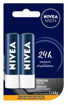 NIVEA MEN Soins des lèvres actif pour hommes avec 24H d'Hydratation, Paquet Duo