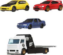 Coffrets Présentation Hot Wheels Premium de collection comprenant 3 véhicules en métal moulé sous pression à l’échelle 1:64 et 1 véhicule de transport d’équipe