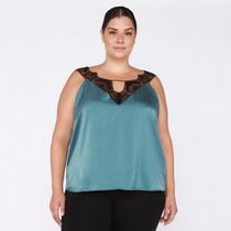 Devoted Taille Plus Femme Cami en satin bordé de dentelle