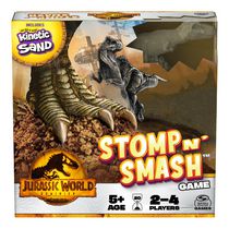 Jurassic World Dominion, Jeu de société sensoriel Stomp N' Smash sur le thème des dinosaures, avec sable Kinetic Sand, film Jurassic Park, jeu familial, pour les enfants à partir de 5 ans