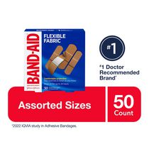 Pansements assortis en tissu flexible de marque BAND-AID®  pour le traitement des plaies mineures, 50 u.