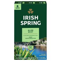 Irish Spring Aloe Mist Deodorant Bar Soap for Men, 104.7 g, 6 Pack