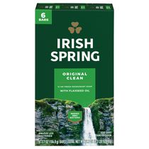 Irish Spring Original Clean Deodorant Bar Soap for Men, 104.7 g, 6 Pack