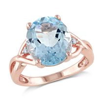 Tangelo 5-1/2 Carat T.G.W. Blue Topaz and Diamond-Accent Rose Rhodium-Plated Sterling Silver Cocktail Ring