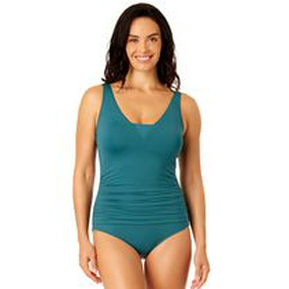 Lands' End Women's Size S-XXL Nylon Spandex Grecian One-Piece Swimsuit with Shirring Detail