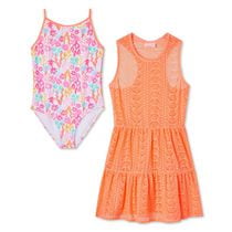 Btween Girls' Swimsuit and Cover-Up 2-Piece Set