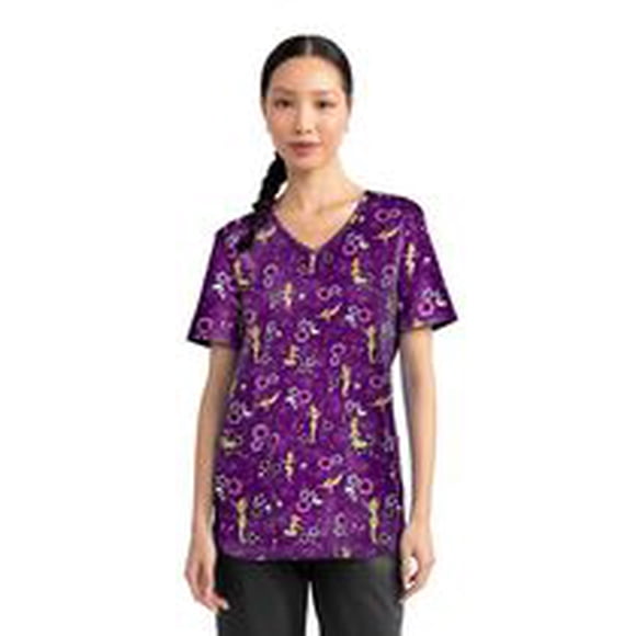 Scrubstar Fashion Collection Women’s Pixie Dust Garden Print V-Neck Scrub Top, Sizes XS–3XL