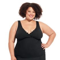 Krista Plus Women's Scallop Trim V-Neck Tankini Swim Top