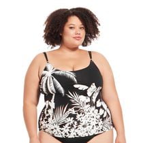 Krista Plus Tankini W/Bead D-Cup Women's Printed Scoop Neck Tankini Swim Top