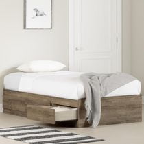 South Shore Munich Mates Bed with 3 Drawers-Twin-White