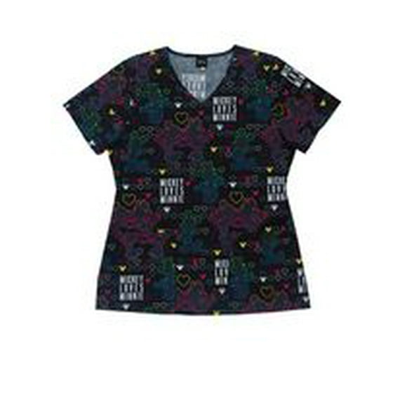 Disney "In Loving Color'” V-Neck Print Scrub Top