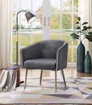 Topline Home Furnishings - Chaise d'appoint en velours gris rétro