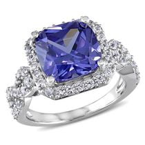 Miabella 6-3/4 Carat T.G.W. Created Tanzanite and Created White Sapphire Sterling Silver Halo Infinity Ring