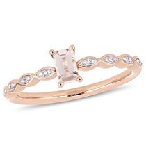 Miabella 1/3 Carat T.G.W. Morganite and Diamond-Accent 10 K Rose Gold Vintage Ring
