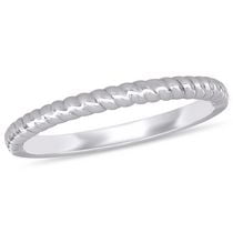 Miabella 14 K White Gold Twisted Wedding Band