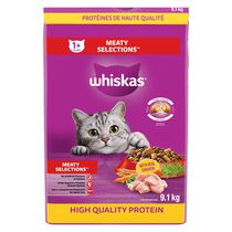 Nourriture sèche Sélections de viande avec poulet véritable de Whiskas pour chats adultes