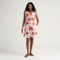 Mexx Women’s Printed Knit Eyelet Romper with Ruffle Trims