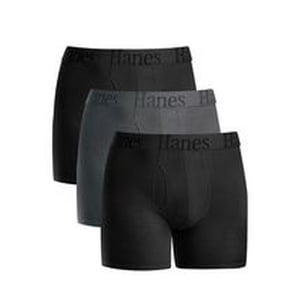 Hanes Originals SuperSoft Sous-vêtements en boxeur pour homme, Poche de soutien totale, Noir, 3-Pack