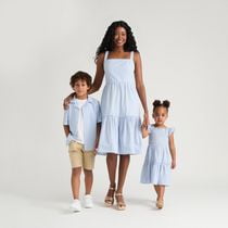 Mexx Mommy and Me Strap Tiered Dress with Shirred Back