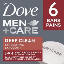 Pain Nettoyant Main, Corps, Visage et Exfoliation Dove Men+Care Deep Clean