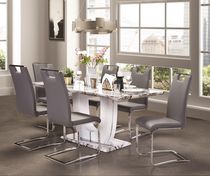Topline Home Furnishings Table à manger grise et blanche avec plateau en verre