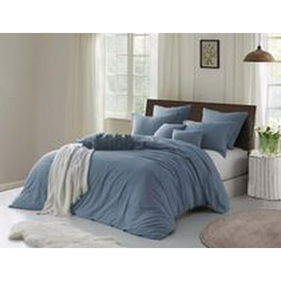 Ensemble de housse de couette en tissu froissé naturel ultra doux - Fermeture éclair
