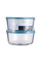 Ensemble de conservation des aliments en verre 2 pièces avec couvercles en PE 2 * 944 ml