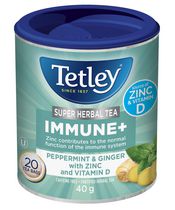 Tetley Super Tisane Immunité+ - Menthe Poivrée et Gingembre avec Zinc et Vit D