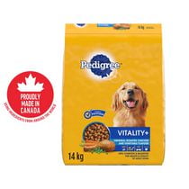 PEDIGREE VITALITY+ Dry Food For Adult Dogs – Roasted Chicken & Vegetable Flavour - Supports Strong Bones and Healthy Teeth – With Calcium, 8kg-20kg