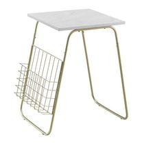 Table d'appoint moderne de 40,64 cm (16 po) avec porte-revues - Gris délavé / noir