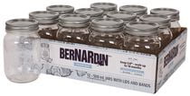 Bernardin Pot de maçonnerie décoratif bouche régulière 500 ml  avec couvercles et bandes, 12 unités