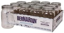 Bernardin Pot de maçon décoratif à bouche large, 1 ml, avec couvercles et bandes, 12 unités