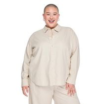 Chemise boutonnée en mélange de lin Lane Bryant Plus pour femmes
