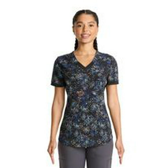 Scrubstar Women's Pastel Garden V-Neck Print Scrub Top