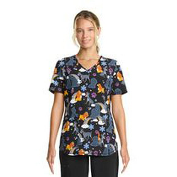 Scrubstar Women's Disney Love in the Sky V-Neck Print Scrub Top
