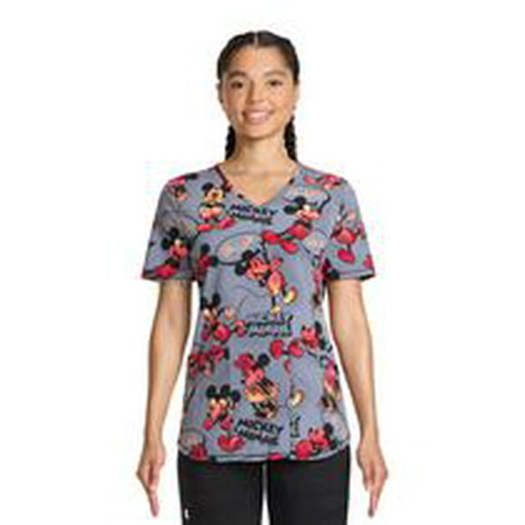 Scrubstar Women's Disney Aww Gee V-Neck Print Scrub Top